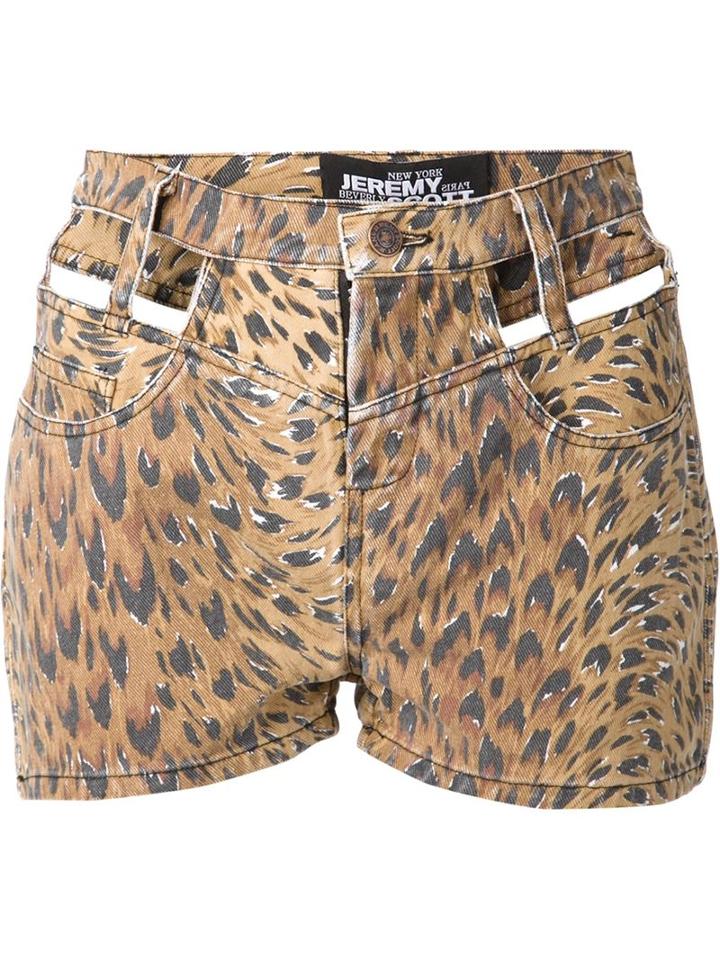 Jeremy Scott Cut Out Leopard Print Shorts