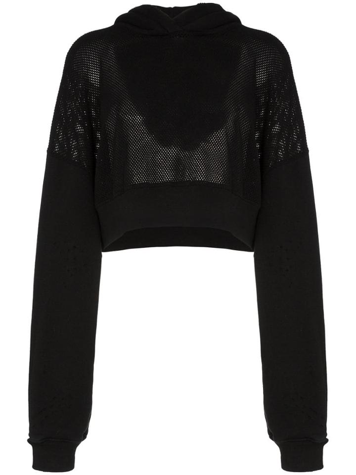 Amiri Cropped Mesh Hooded Jumper - Black