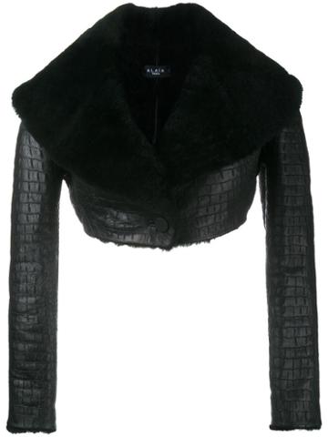 Alaïa Cropped Sheepskin Jacket, Women's, Size: 38, Black, Sheep Skin/shearling