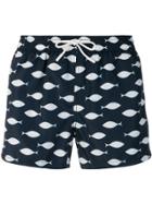 Entre Amis Fitted Print Swim Shorts - Blue