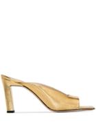 Wandler Gold Isa 85 Square Toe Leather Mules