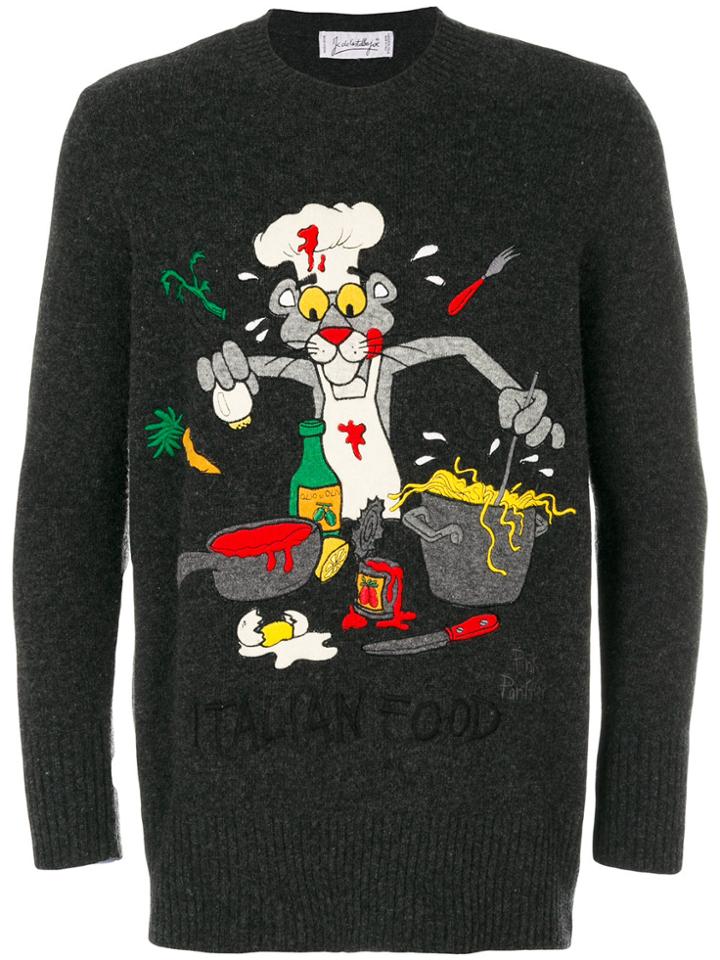 Jc De Castelbajac Vintage Pink Panther Intarsia Jumper - Grey