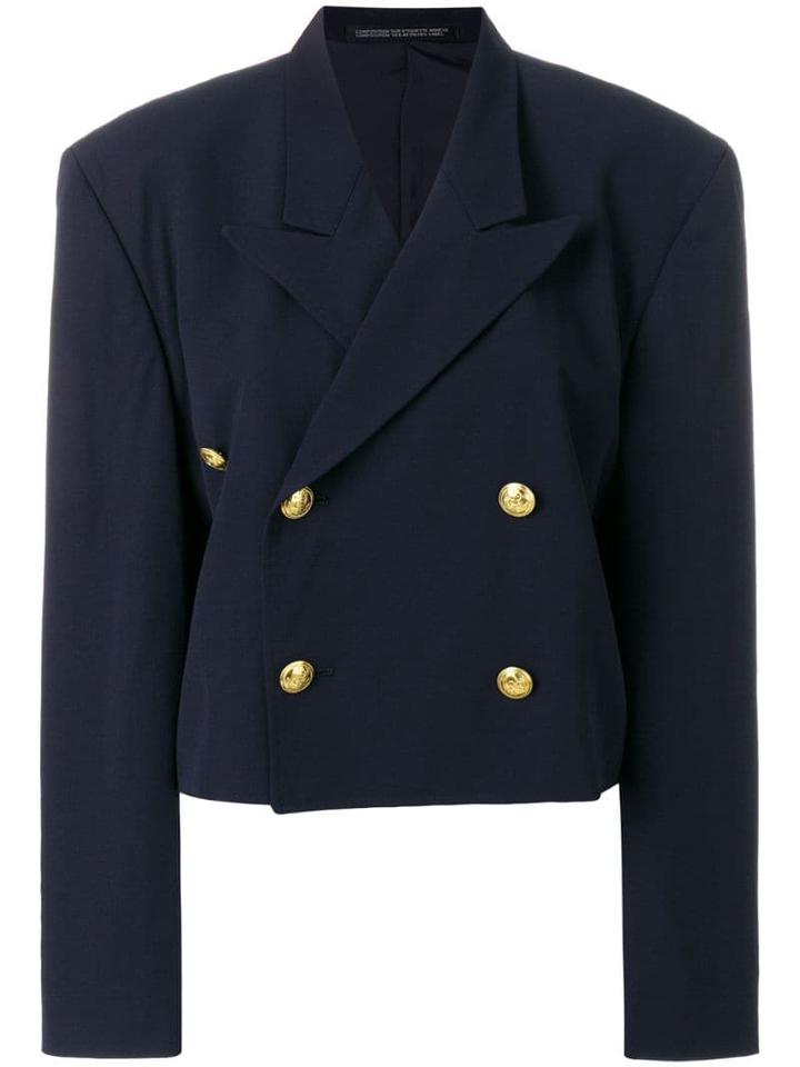 Yohji Yamamoto Pre-owned Double Breasted Cropped Jacket - Blue