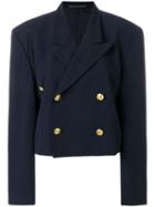 Yohji Yamamoto Pre-owned Double Breasted Cropped Jacket - Blue