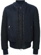 Lanvin Lace-up Detail Bomber Jacket, Men's, Size: 48, Black, Polyester/spandex/elastane/viscose/virgin Wool