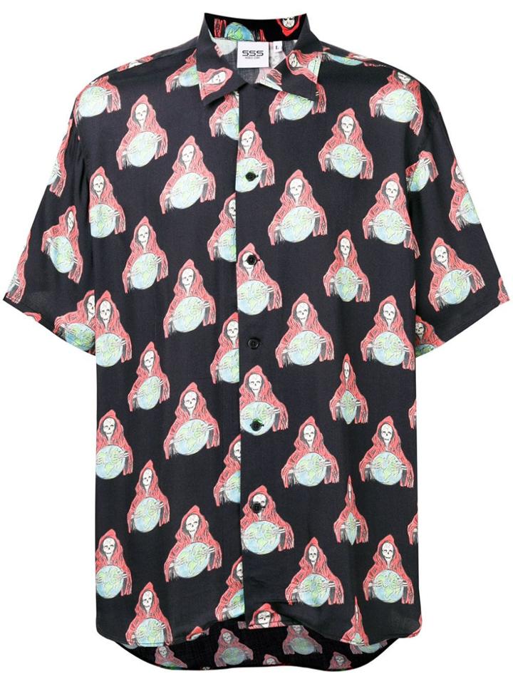 Sss World Corp Preacher Hawaiian Shirt - Black