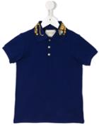 Gucci Kids Embroidered Tiger Polo Shirt, Boy's, Size: 12 Yrs, Blue