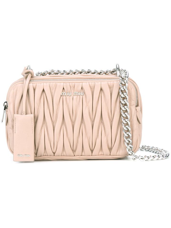 Miu Miu Quilted Shoulder Bag, Women's, Nude/neutrals, Leather