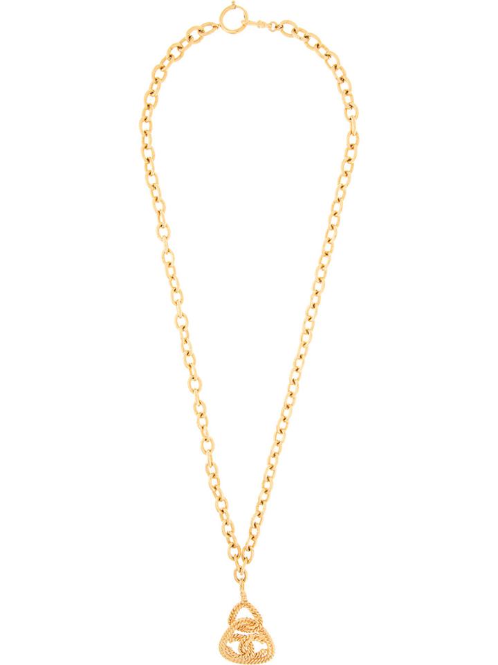 Chanel Vintage Triangle Cc Necklace - Metallic