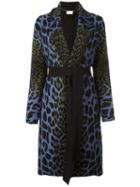 Circus Hotel Leopard Print Belted Coat, Women's, Size: 40, Green, Cotton/merino