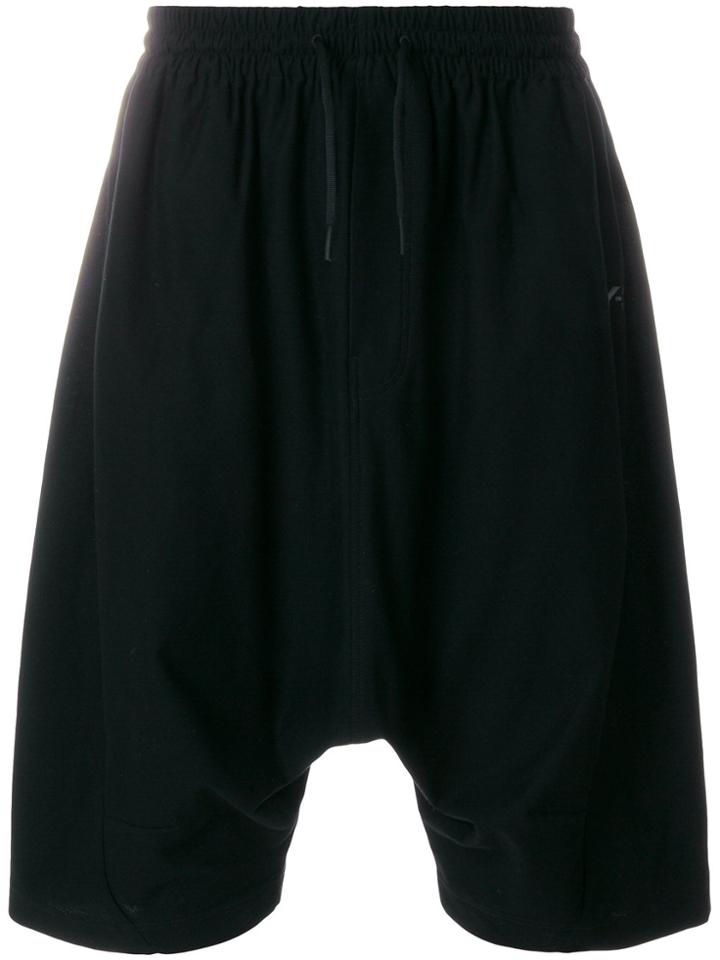 Y-3 Dropped-crotch Track Shorts - Black
