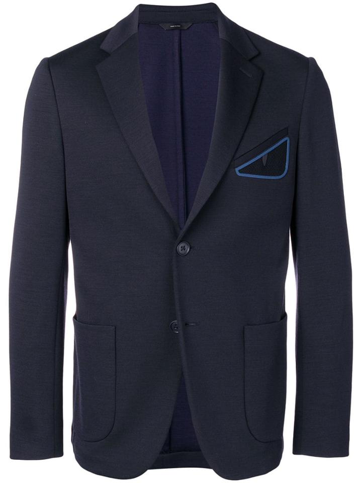 Fendi Mesh Pocket Jersey Blazer - Blue