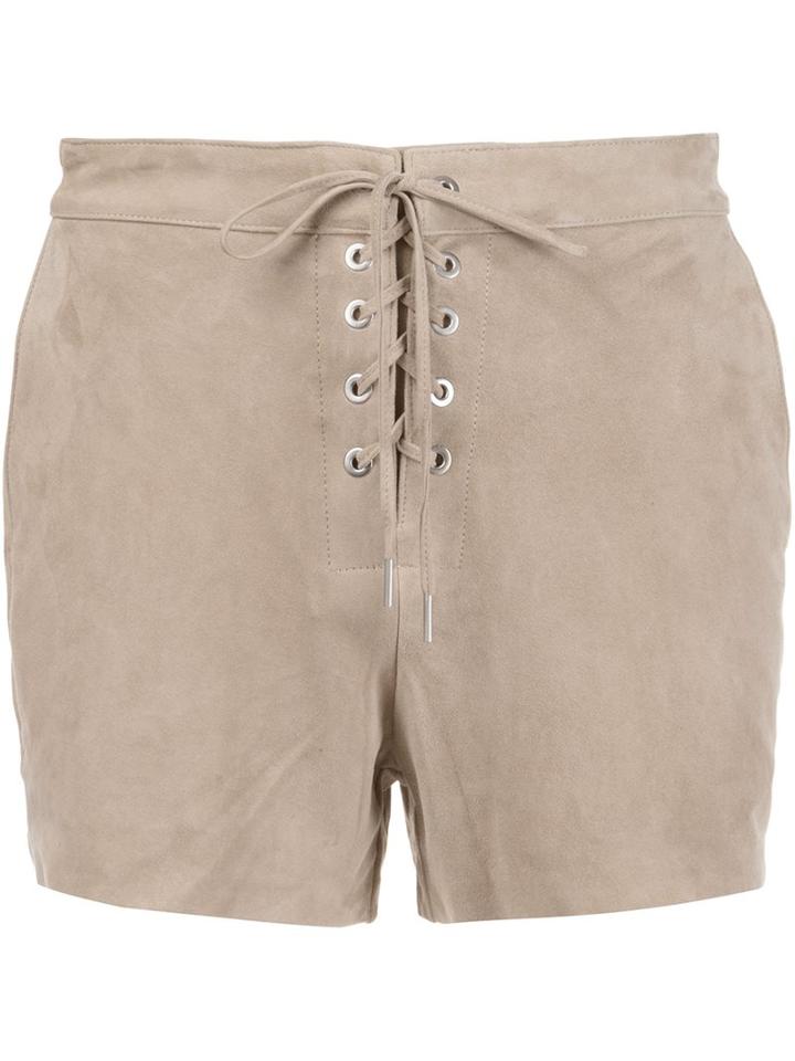 Rag & Bone /jean Lace-up Front Shorts, Women's, Size: 27, Nude/neutrals, Suede