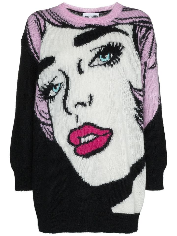 Moschino Oversized Pop Art Intarsia Mohair Virgin Wool Blend Jumper -