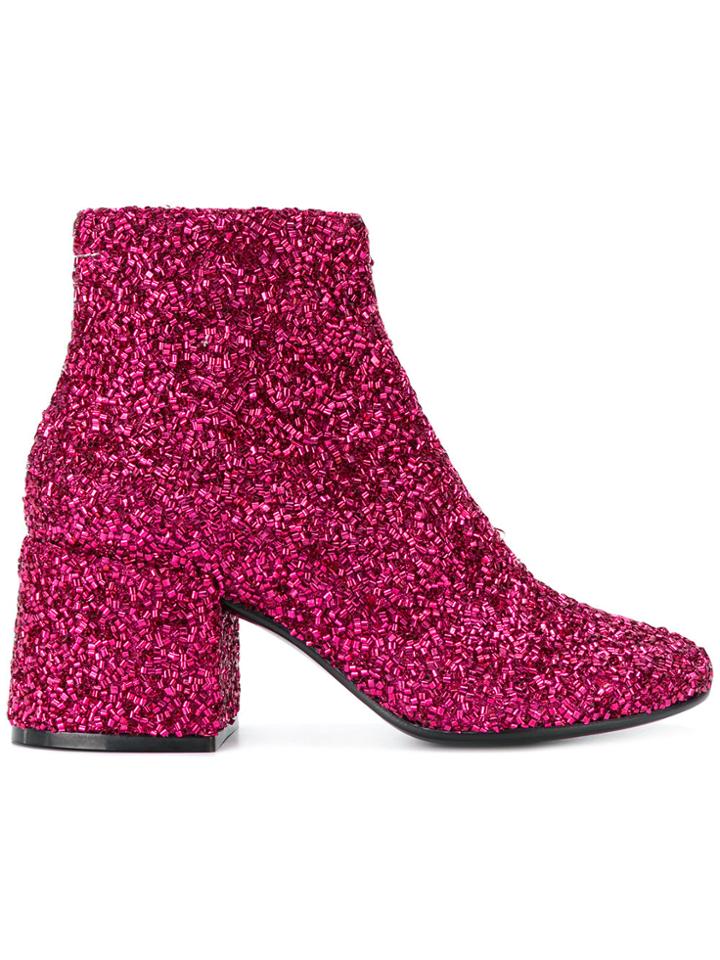 Mm6 Maison Margiela Glitter Ankle Boots - Pink & Purple