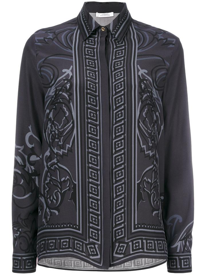 Versace Collection - Arabesque Print Shirt - Women - Silk - 40, Grey, Silk