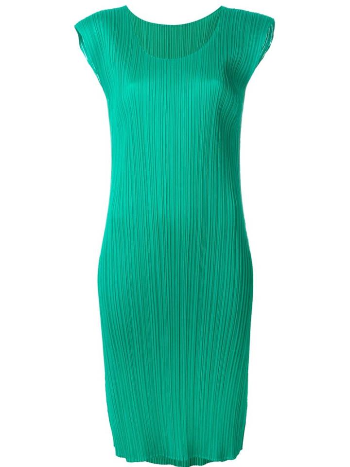 Pleats Please By Issey Miyake Pleated Midi Dress, Women's, Size: 3, Green, Polyester