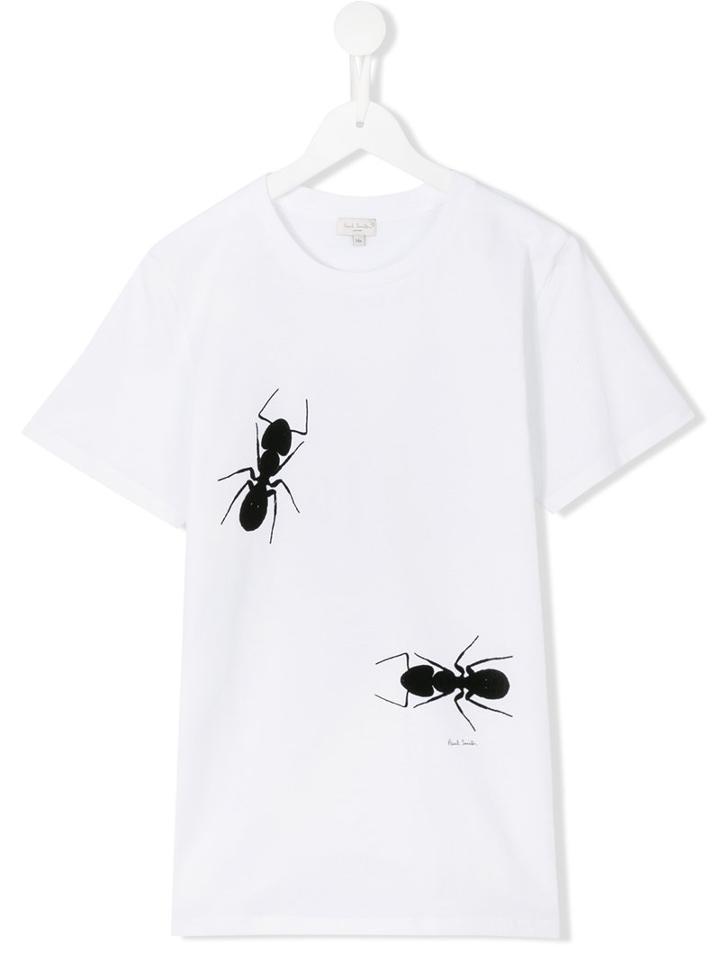 Paul Smith Junior Ant Print T-shirt, Boy's, Size: 16 Yrs, White