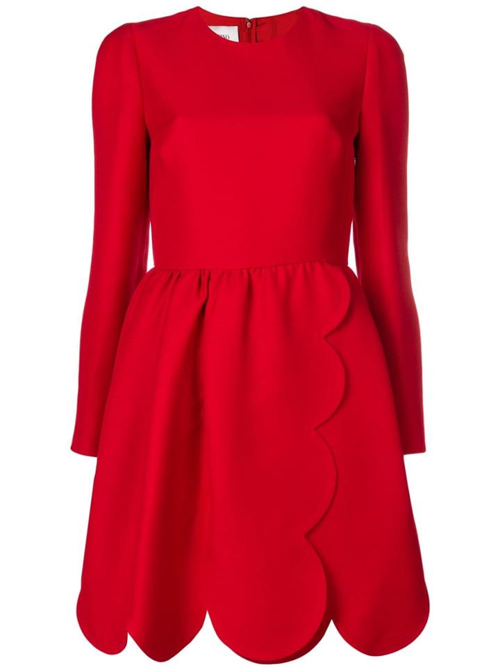 Valentino Scallop Hem Mini Dress - Red