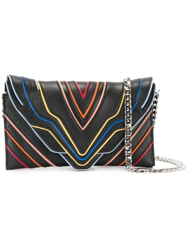 Elena Ghisellini Multilines Shoulder Bag, Women's, Blue, Calf Leather