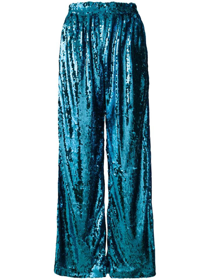 Faith Connexion Sequin Palazzo Trousers - Blue
