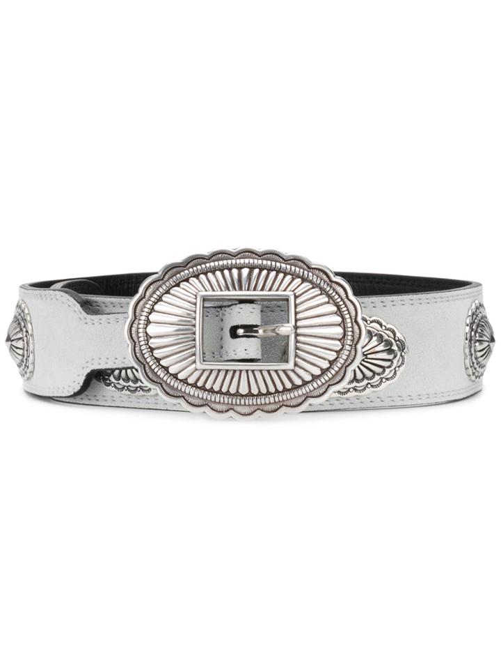 Kate Cate Engraved Plaques Belt - White