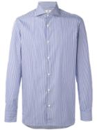 Borrelli Striped Shirt, Men's, Size: 40, Blue, Cotton