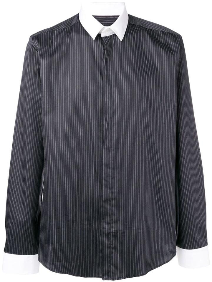 Les Hommes Pinstripe Buttoned Shirt - Black