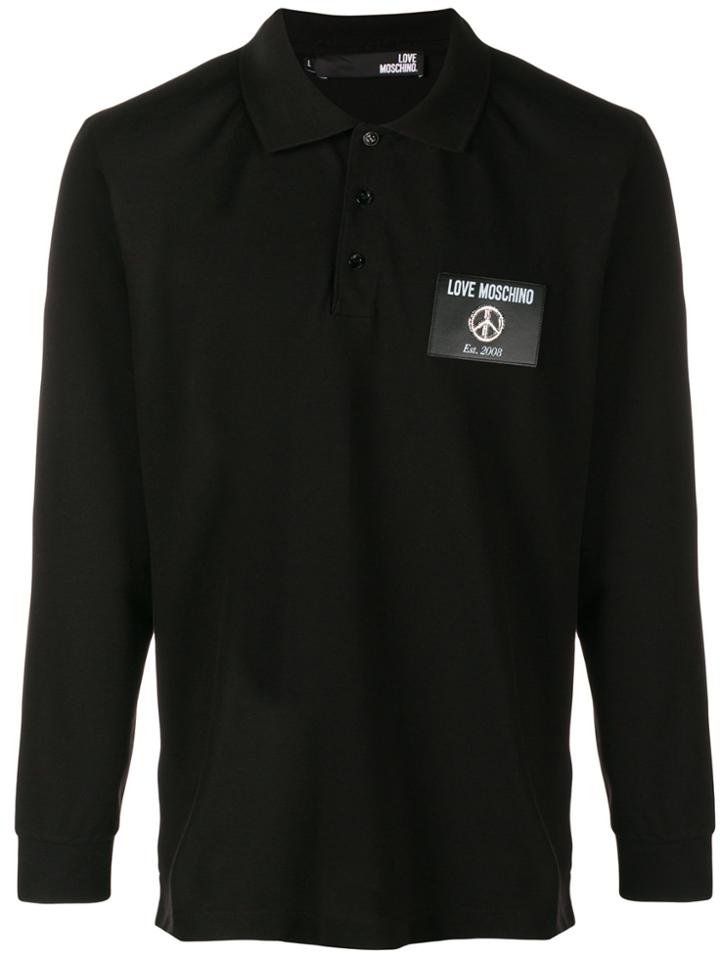Love Moschino Long Sleeve Polo Shirt - Black
