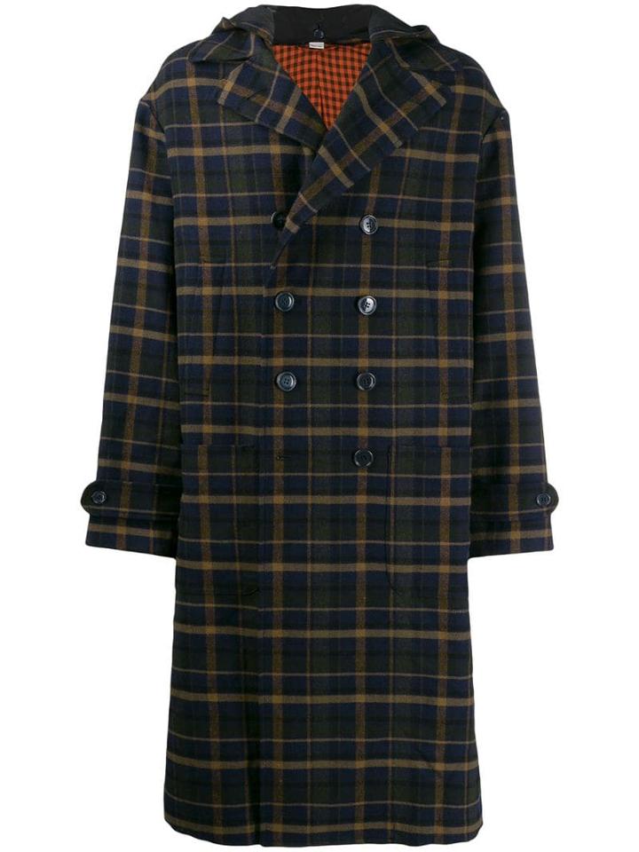 Gucci Checked Duffle Coat - Blue