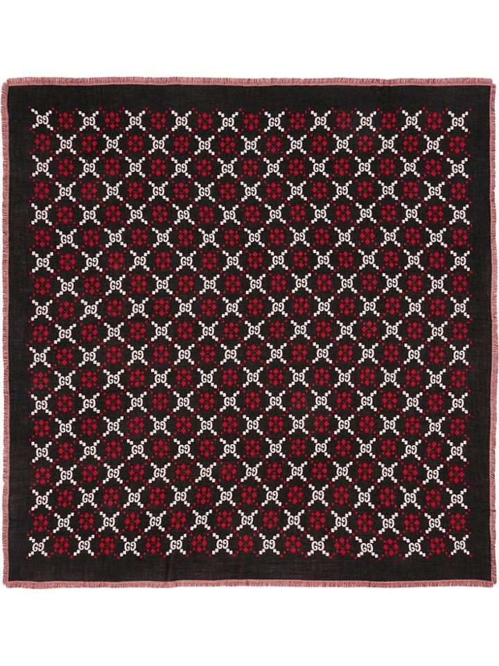 Gucci Gg Diamond Wool Shawl - Black