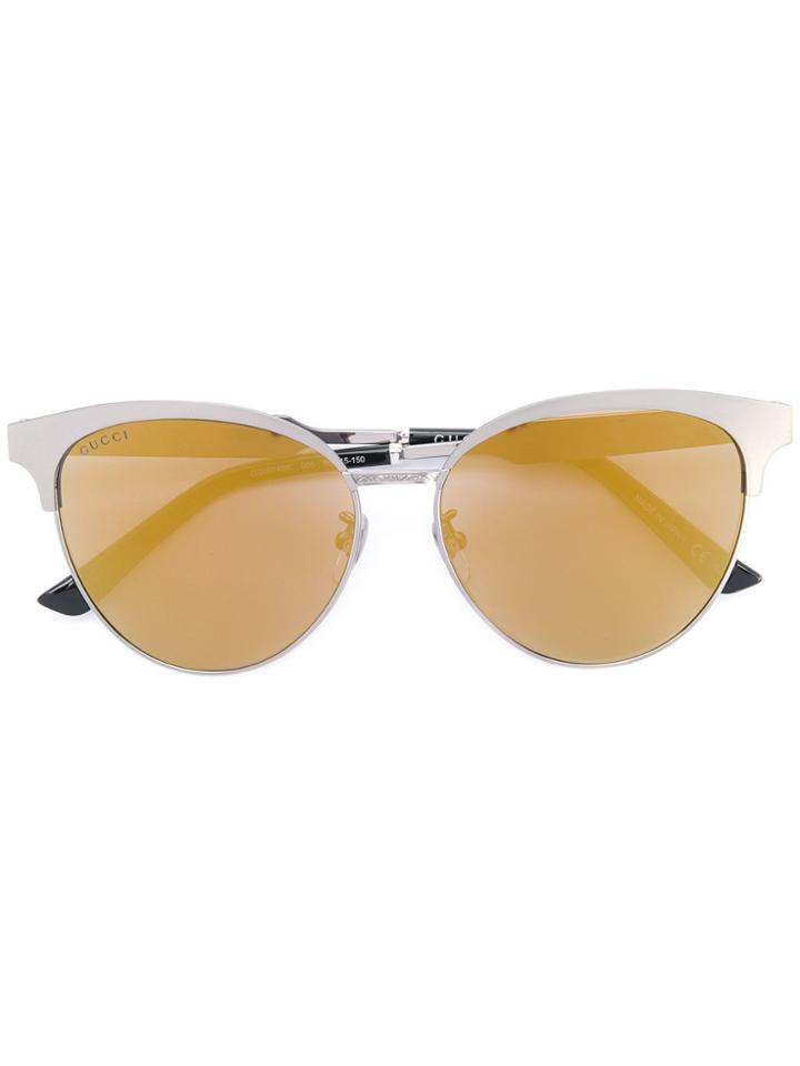 Gucci Eyewear Cat Eye Engraved Sunglasses - Metallic