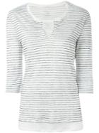 Majestic Filatures Three-quarter Sleeve Striped T-shirt