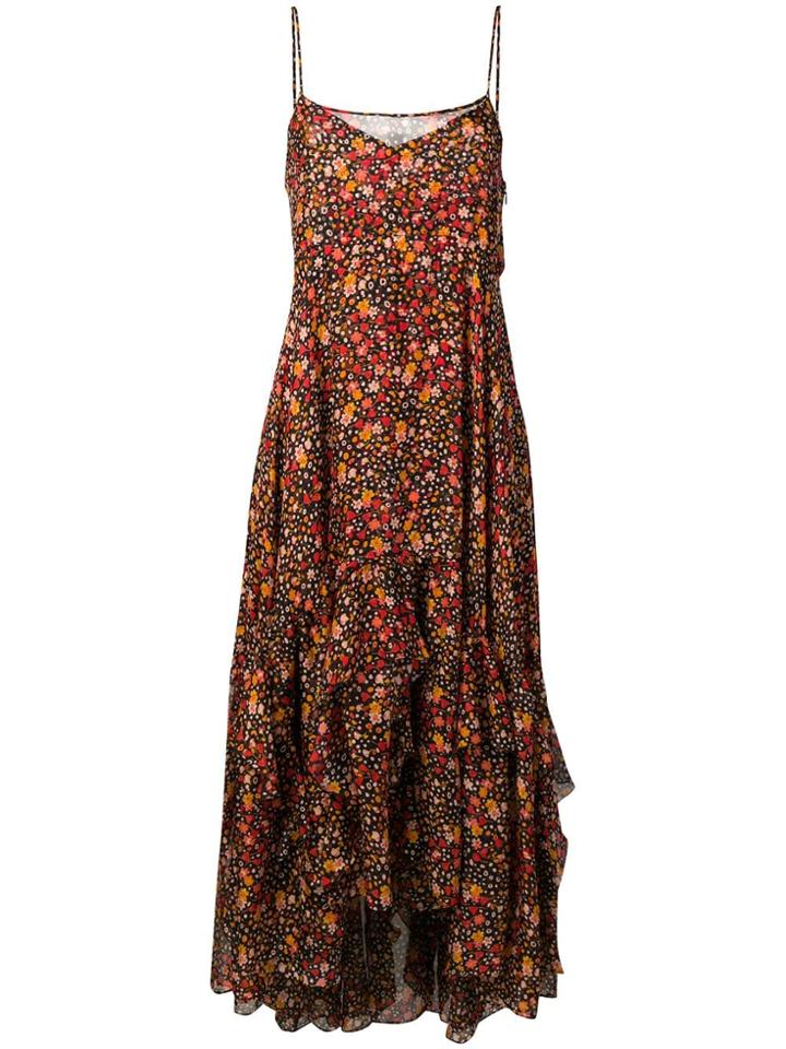 Faith Connexion Long Floral Ruffle Dress - Black
