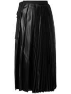 Sara Lanzi Faux-leather Pleated Skirt - Black