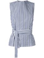 Federica Tosi - Belted Stripe Top - Women - Cotton - M, White, Cotton
