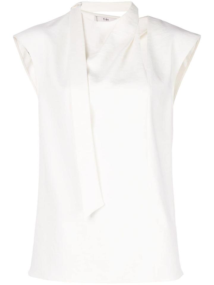 Tibi Tie Neck Top - White