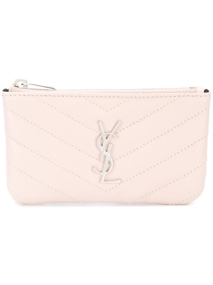 Saint Laurent Zipped Monogram Wallet - Pink & Purple