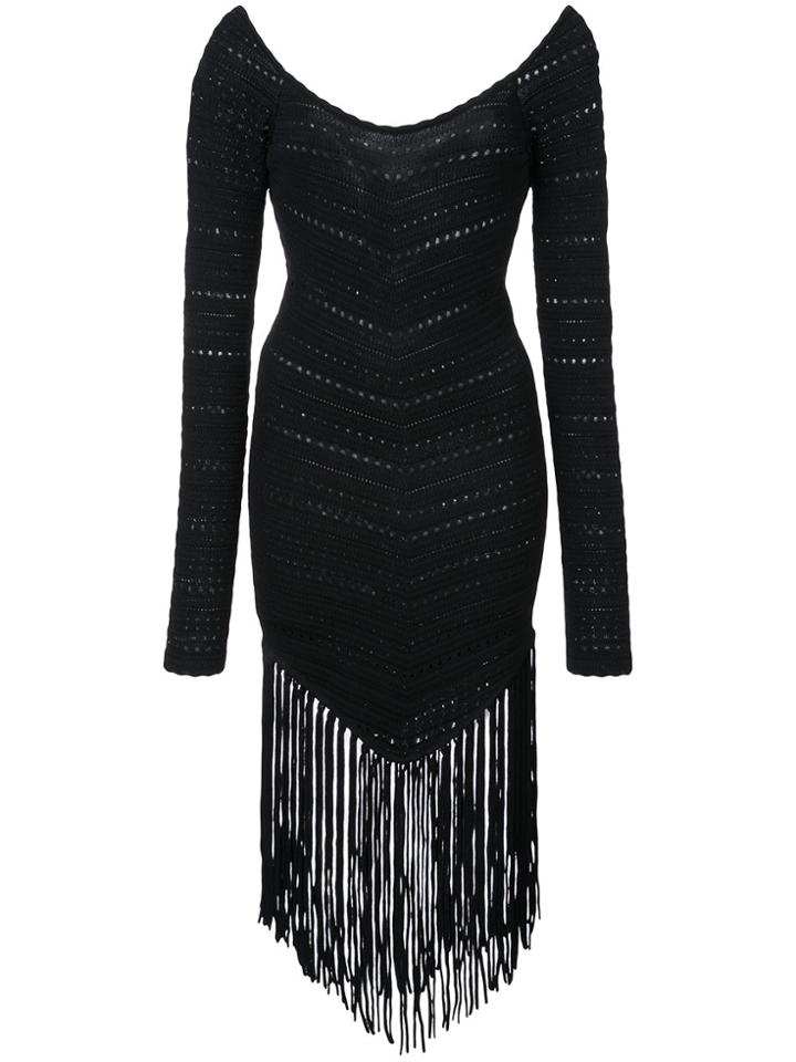 Ronny Kobo Fringed Dress - Black