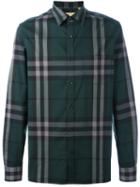 Burberry Checked Shirt, Men's, Size: Xxxl, Green, Cotton/nylon/spandex/elastane