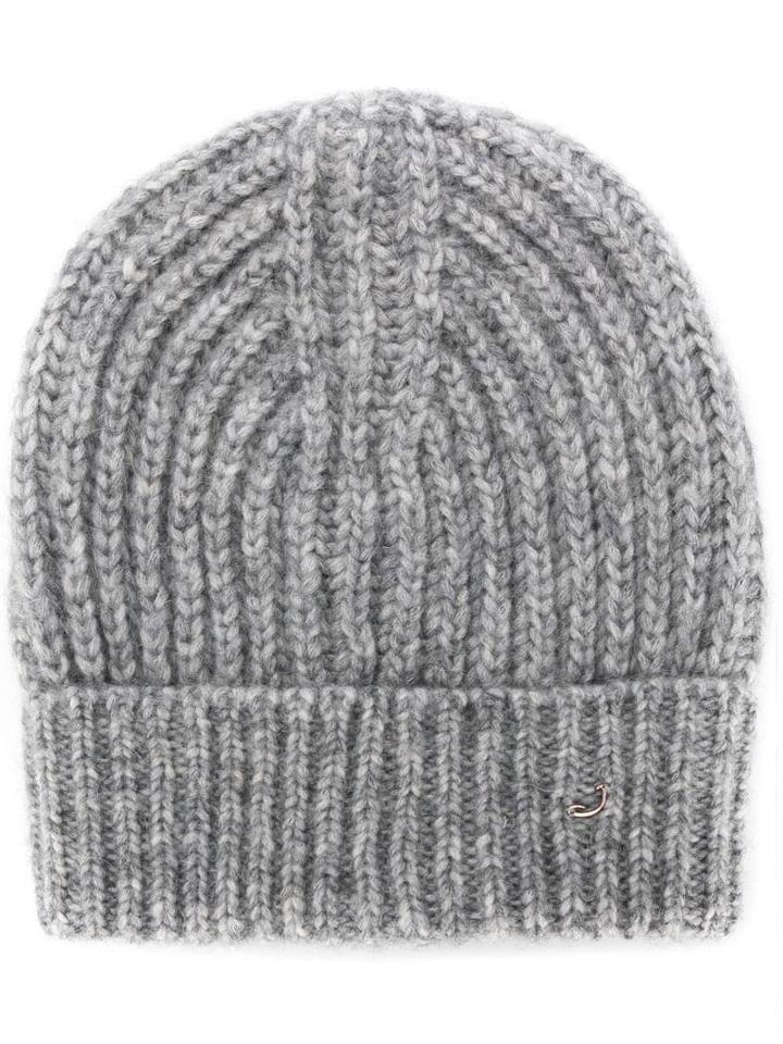 Jacob Cohen Ribbed Beanie - Grey