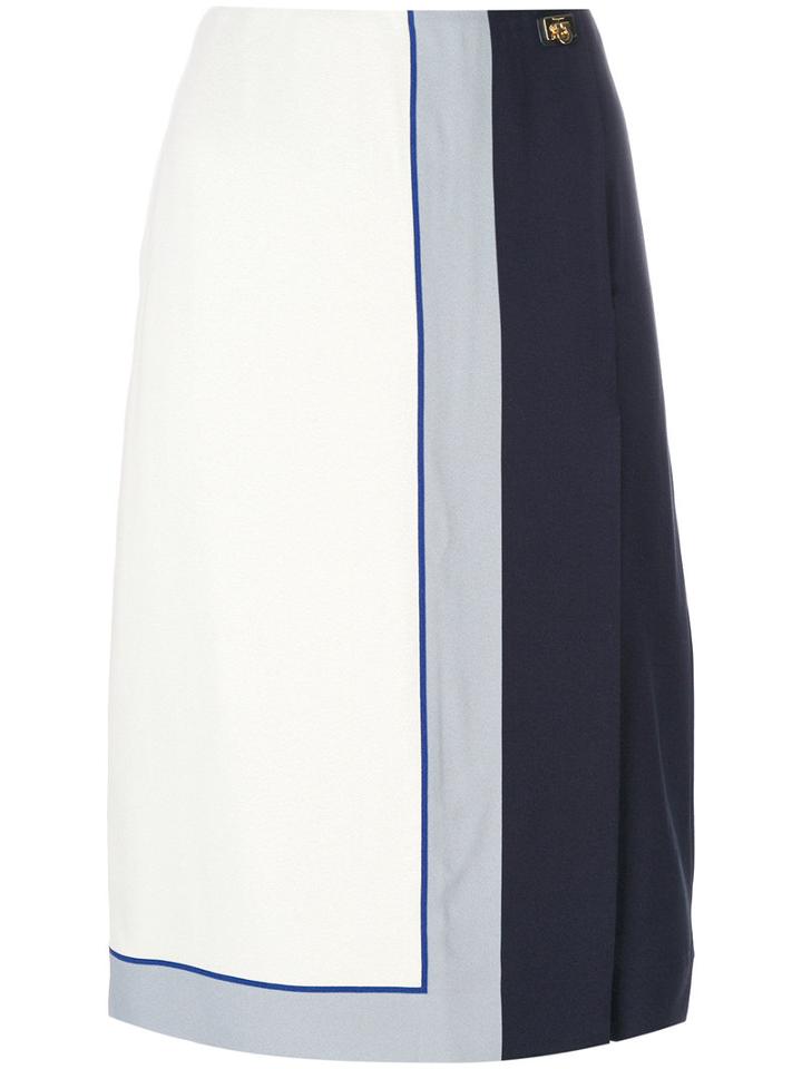 Salvatore Ferragamo - Wrap Skirt - Women - Silk/acetate/viscose - 44, Blue, Silk/acetate/viscose