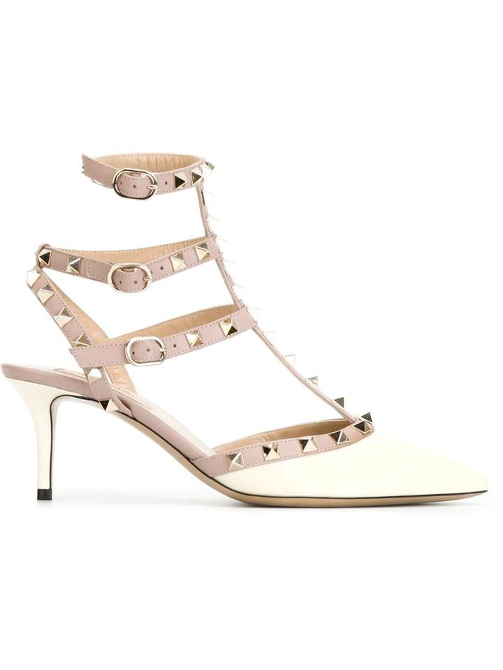 Valentino Rockstud Pumps, Women's, Size: 39.5, Nude/neutrals, Leather/metal Other