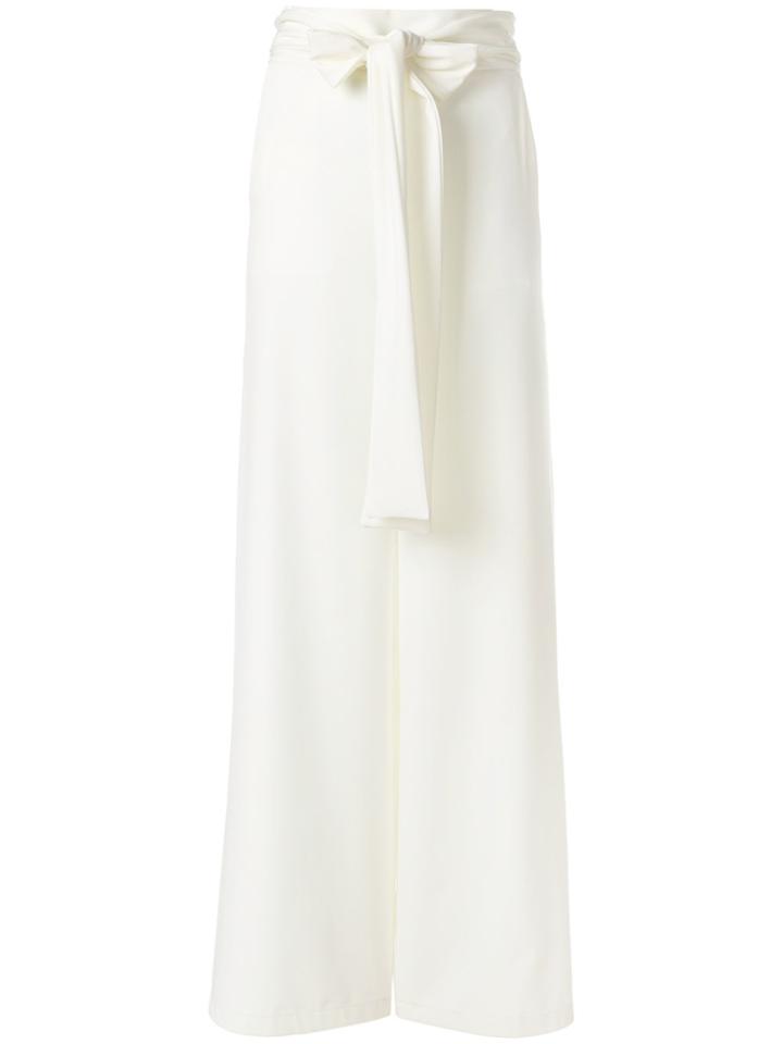 Marc Ellis Tie Waist Wide Leg Trousers - White