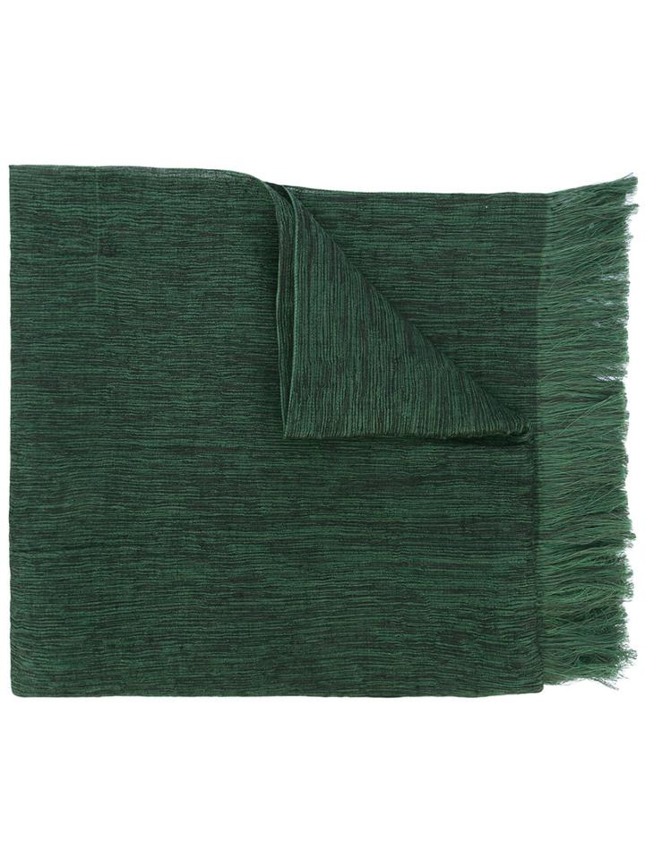 Fringed Scarf - Men - Silk/cotton/cupro - One Size, Green, Silk/cotton/cupro, Issey Miyake Men