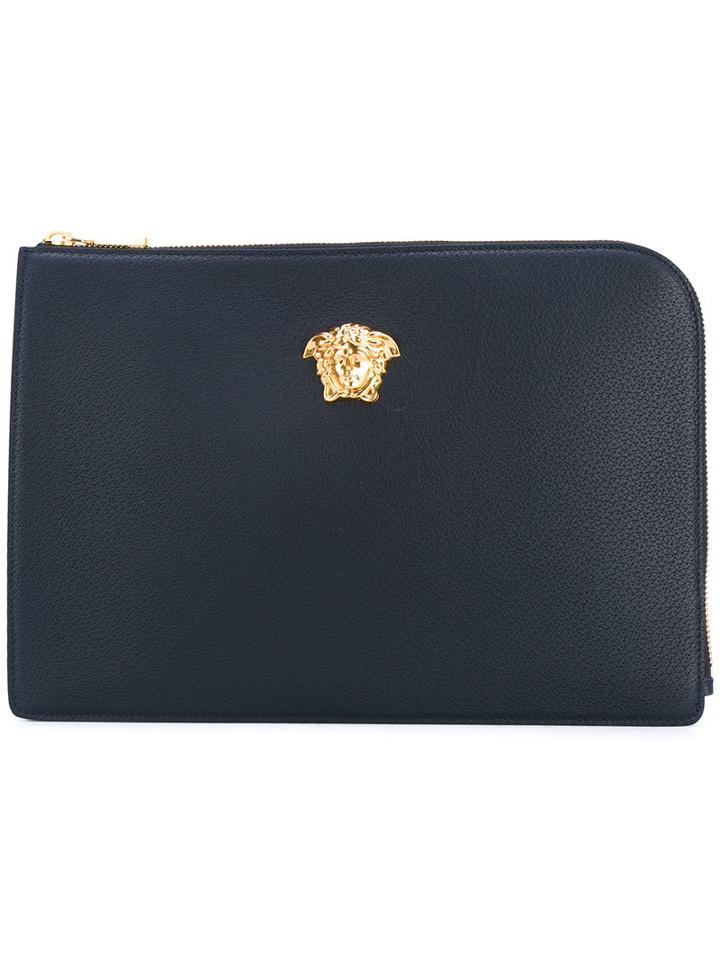 Versace - Embellished Pouch - Men - Calf Leather/metal (other) - One Size, Blue, Calf Leather/metal (other)