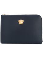 Versace - Embellished Pouch - Men - Calf Leather/metal (other) - One Size, Blue, Calf Leather/metal (other)