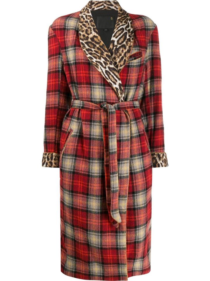 R13 Plaid Print Coat - Red