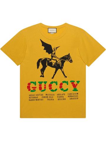 Gucci Oversize T-shirt With Winged Jockey - Yellow