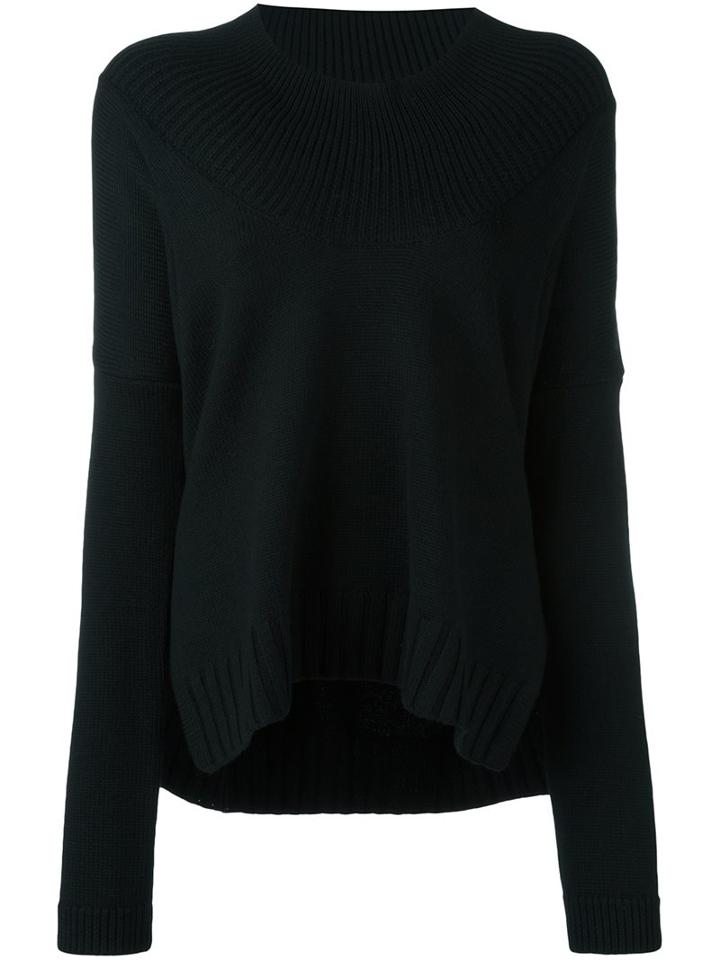 Barbara Bui Round Ribbed Neck Pullover, Women's, Size: Medium, Black, Merino